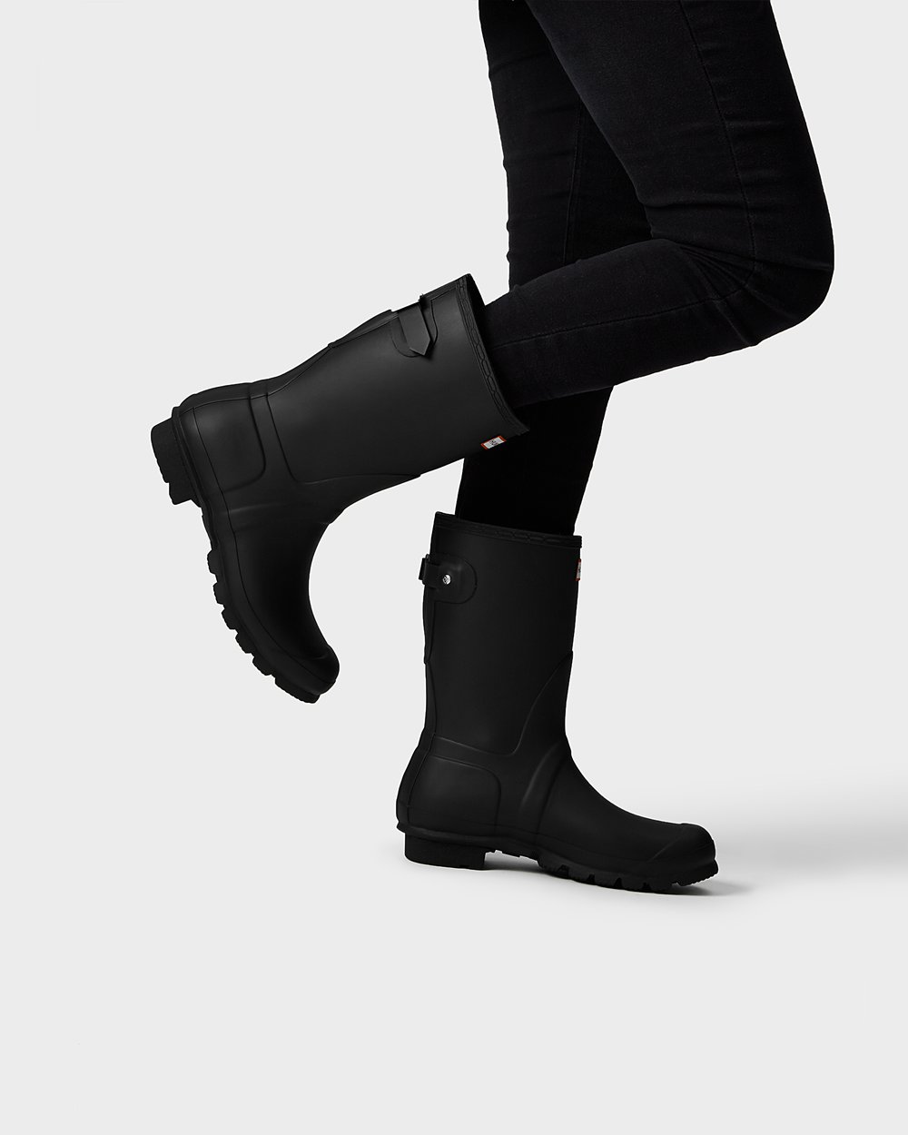 Women Hunter Original Back Adjustable | Short Rain Boots Black | NZ-3869-GZLJ